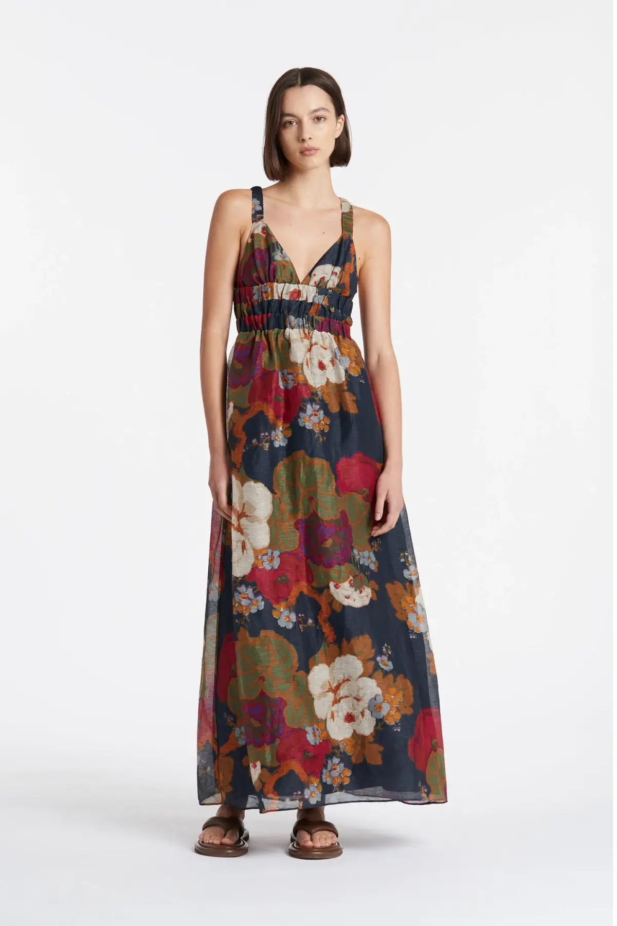 Sir the Label Bonita V Neck Gown Burgundy Floral Size 4 - Image 1