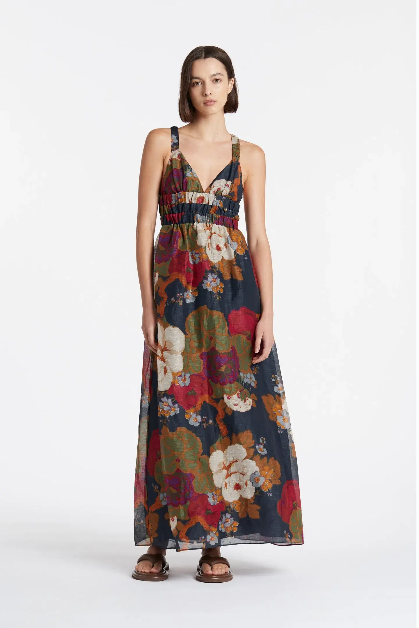 Sir the Label Bonita V Neck Gown Burgundy Floral Size 4 - Image 1