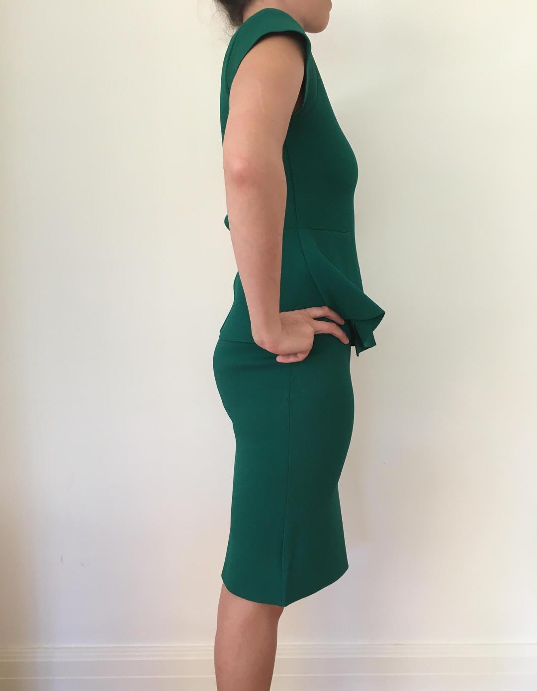 Scanlan Theodore Green two peice crepe knit dress sz 12 for rent on The Volte - main image