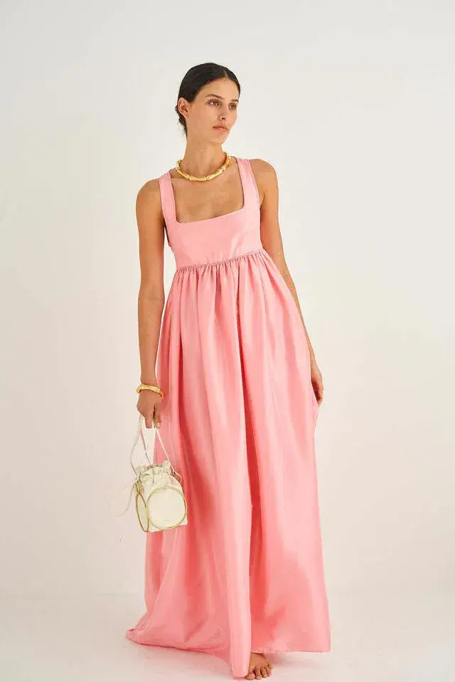 Oroton Strappy Sun Maxi Dress Pink Size AU 8 - Image 1