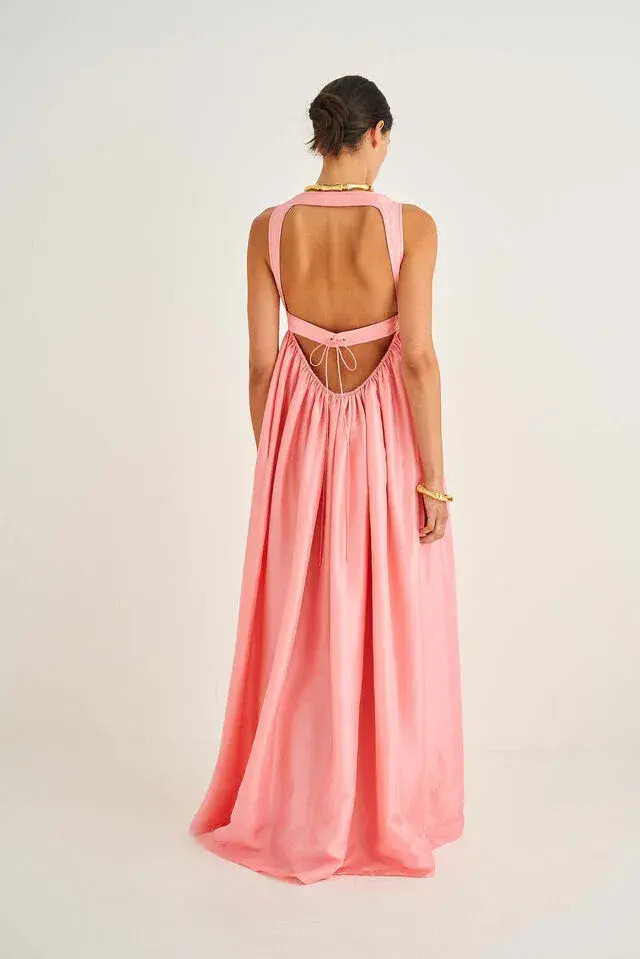Oroton Strappy Sun Maxi Dress Pink Size AU 8 - Image 3