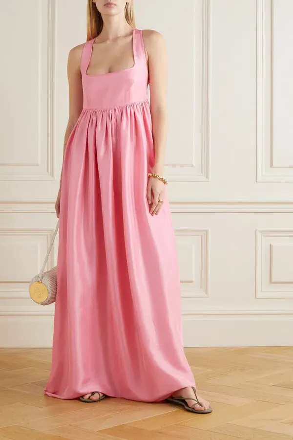Oroton Strappy Sun Maxi Dress Pink Size AU 8 - Image 4