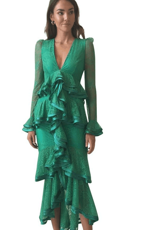 Nicola Finetti Maia Green Dress size 8 for rent on The Volte - main image