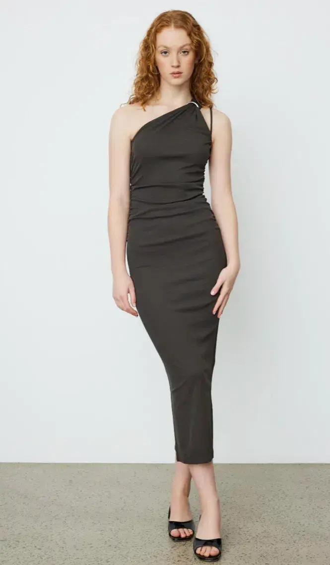 Nanushka Lenna Dress Dark Moss Double Asymmetrical Dress Dark Green Size M/AU 10 for rent on The Volte - main image