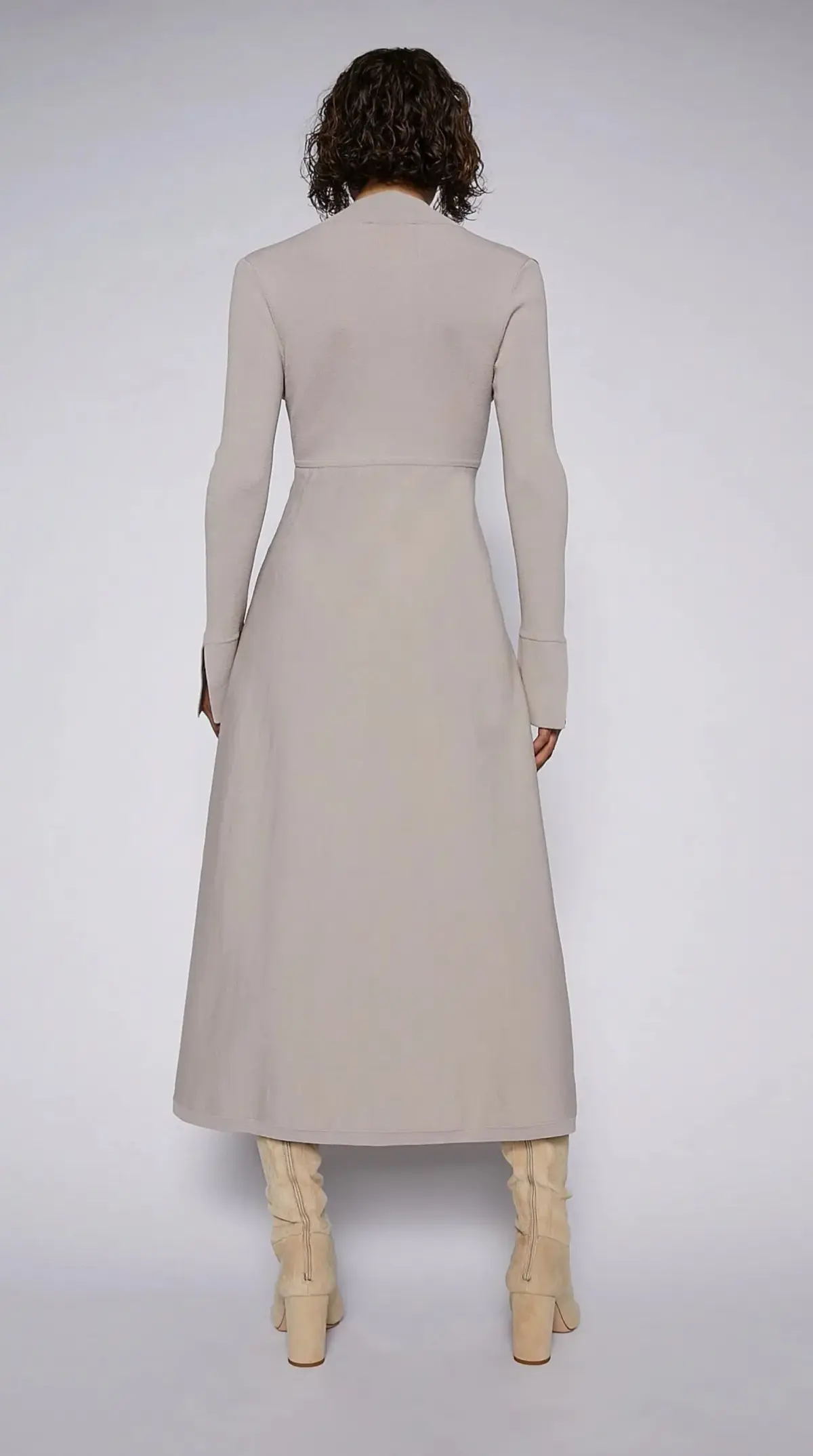 Scanlan Theodore Crepe Knit Button Polo Dress Oyster Grey Size S/ AU 8 - Image 4