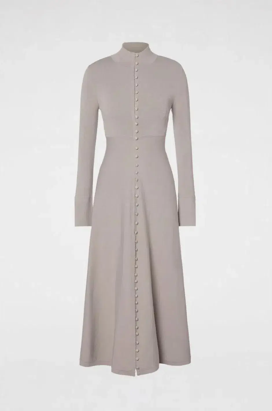 Scanlan Theodore Crepe Knit Button Polo Dress Oyster Grey Size S/ AU 8 - Image 3