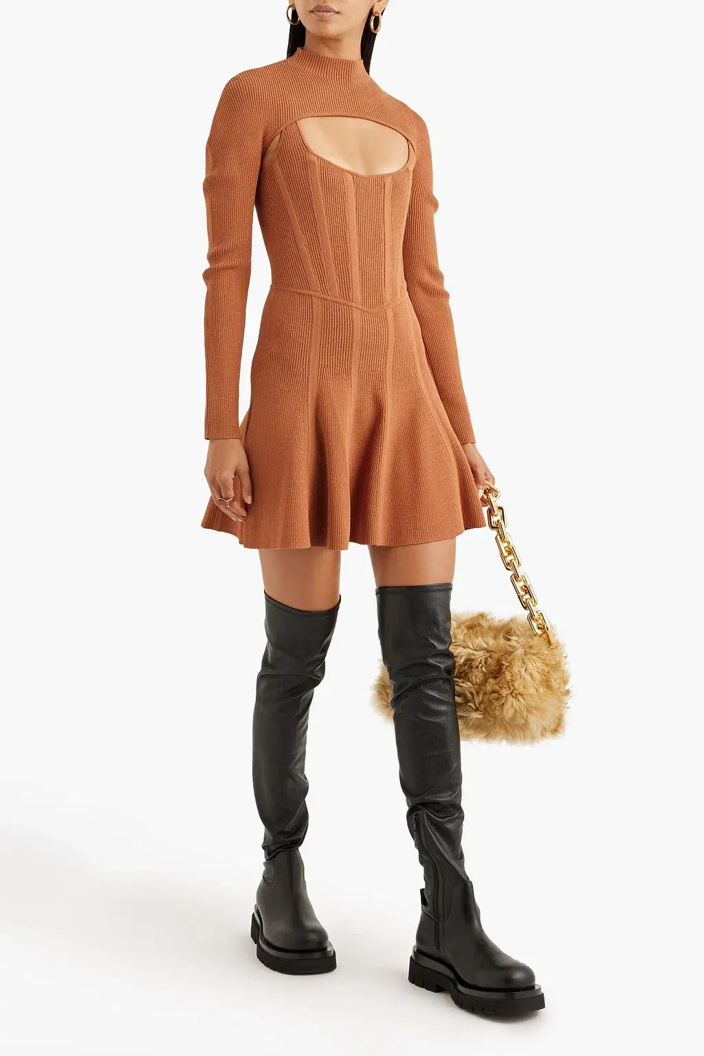 Dion Lee Stirrup Corset Mini Dress Tan Size 12 - Image 1