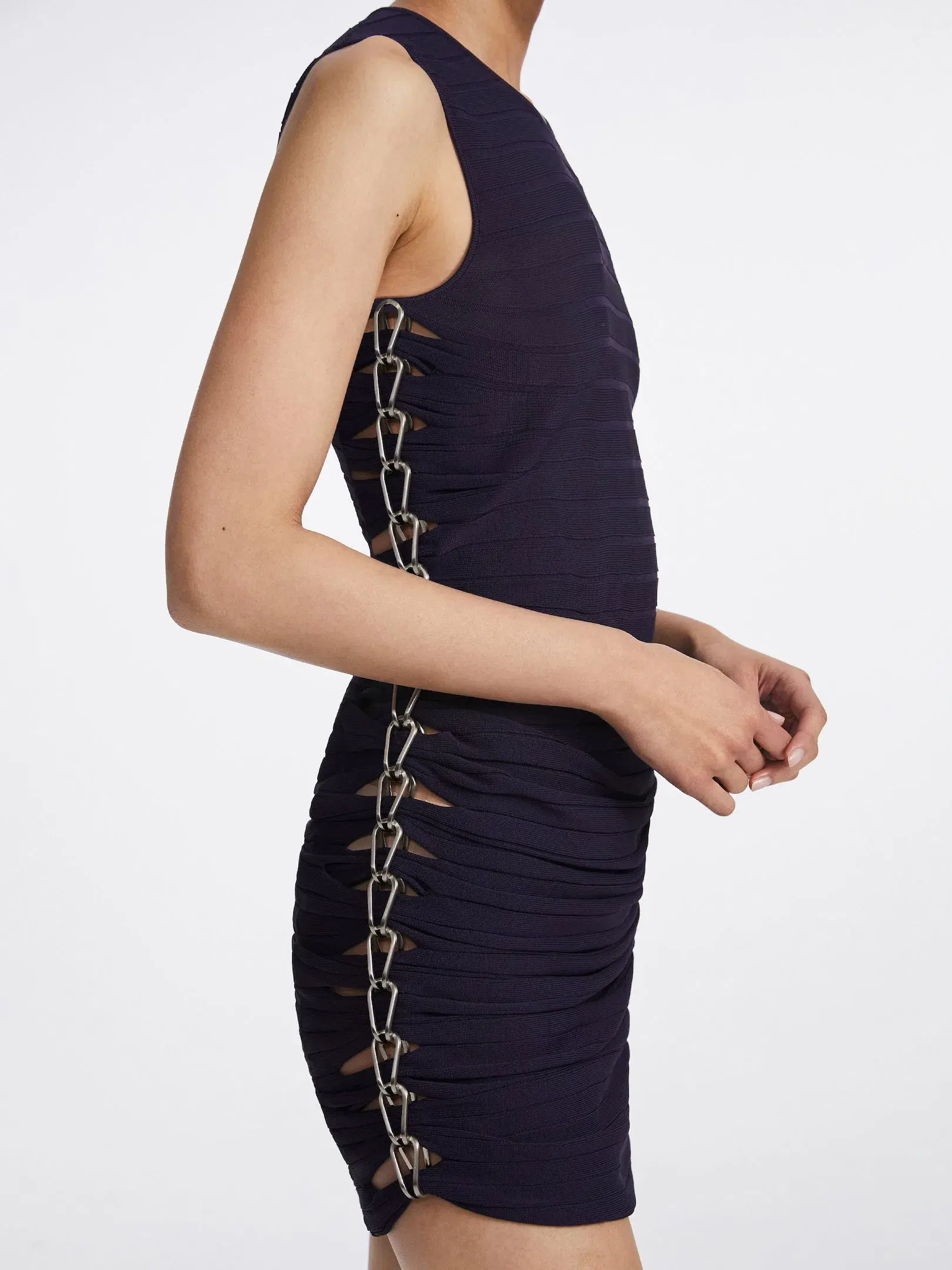Dion Lee Mirror Chain Navy Mini Dress Size S/Au 8 - Image 4