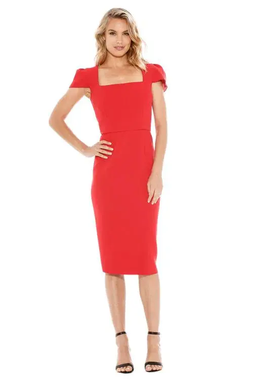 Yeojin Bae Double Crepe Aimee Dress Midi Red Size 8 - Image 1