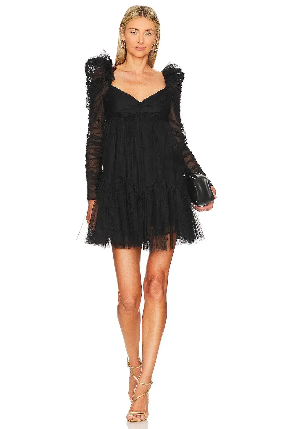 Zimmermann Tulle Ruched Mini Dress Black Size 3 / AU 14 - Image 1