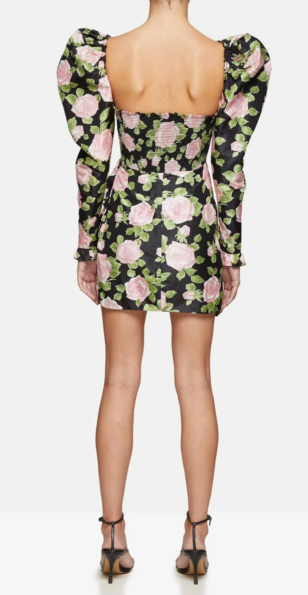 Alessandra Rich Ruffled Silk Taffeta Mini Dress Floral Size 6 - Image 3