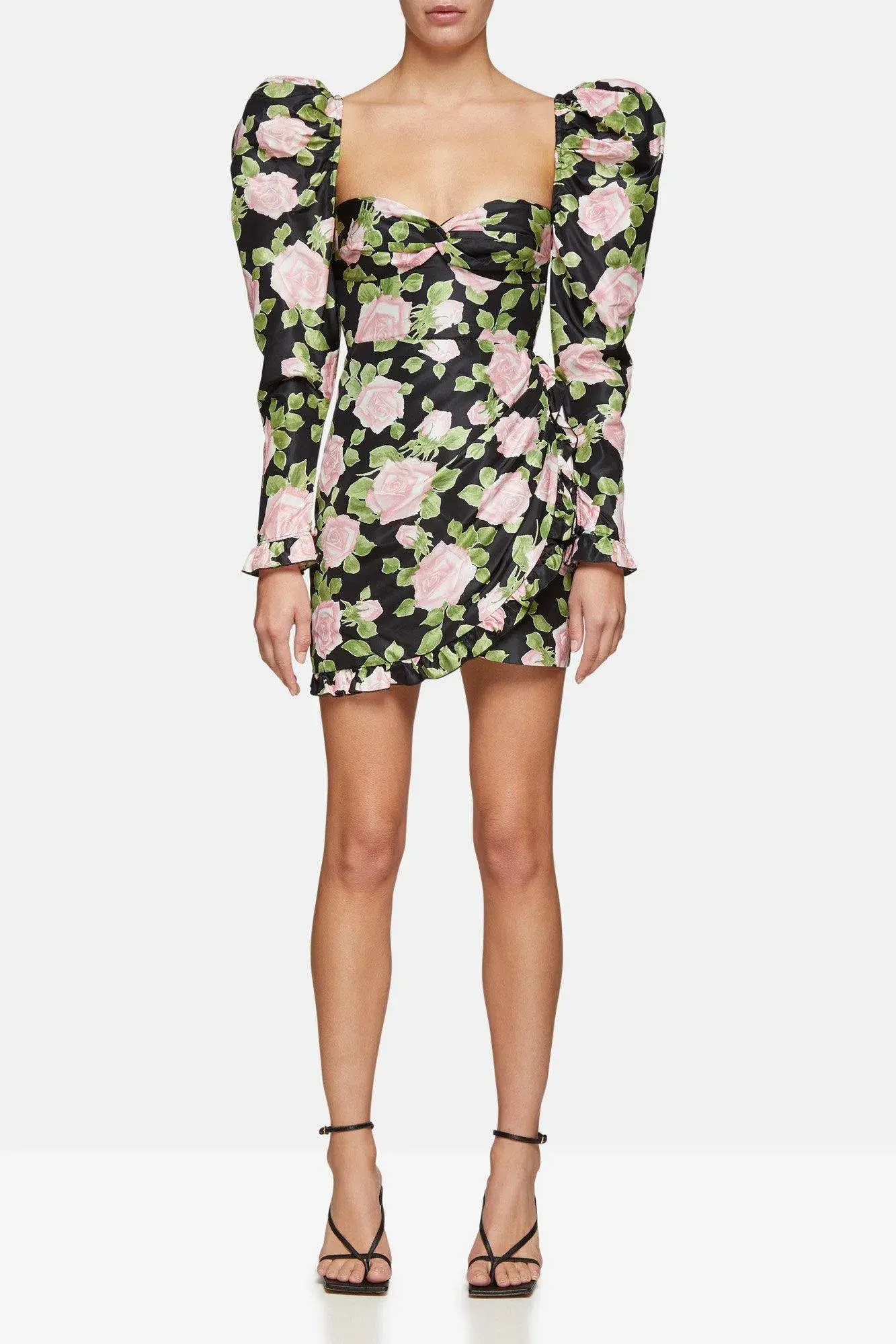 Alessandra Rich Ruffled Silk Taffeta Mini Dress Floral Size 6 - Image 1
