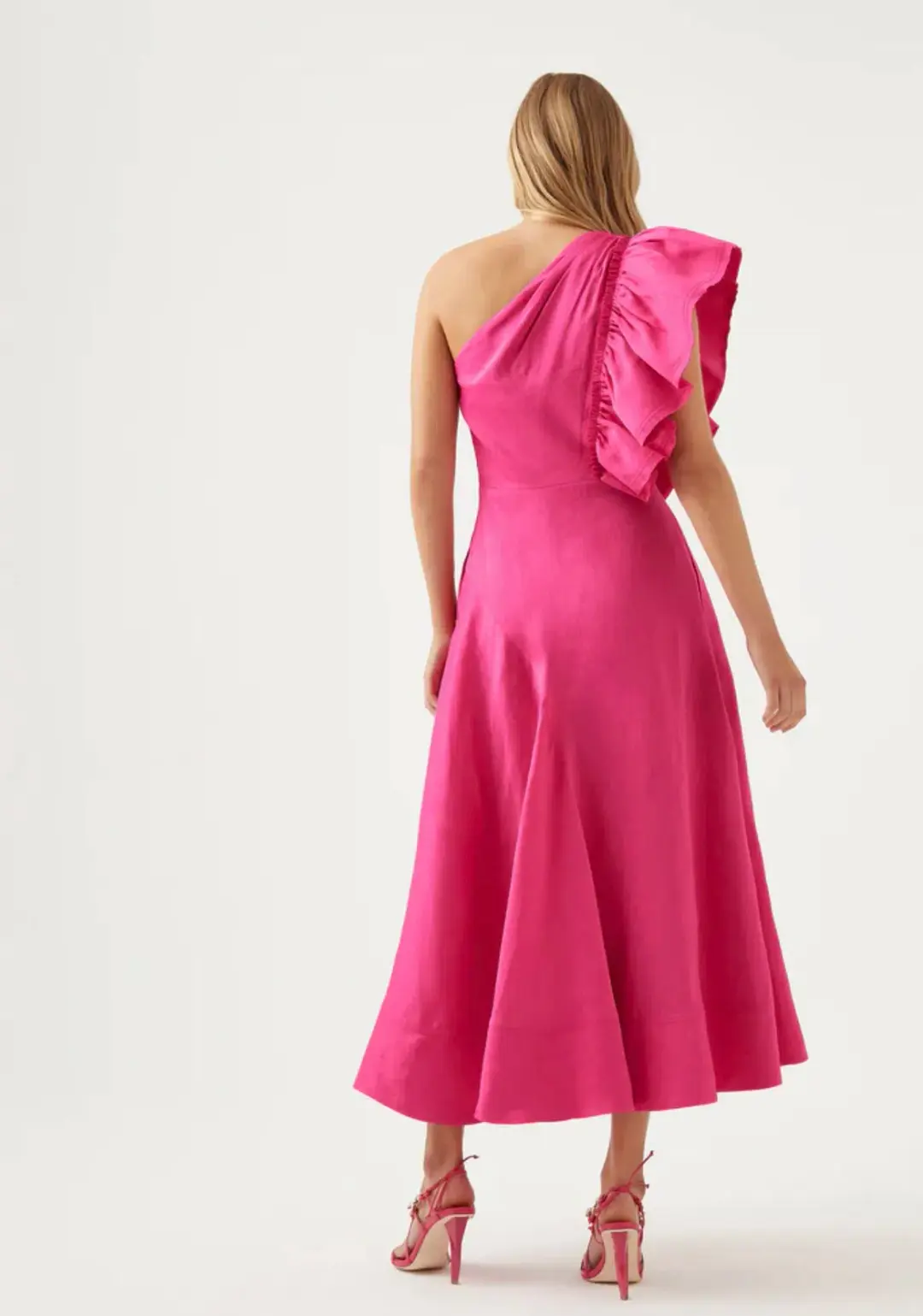 Aje Bonjour Asymmetric Midi Dress Pink Size L / AU  12 for rent on The Volte - main image