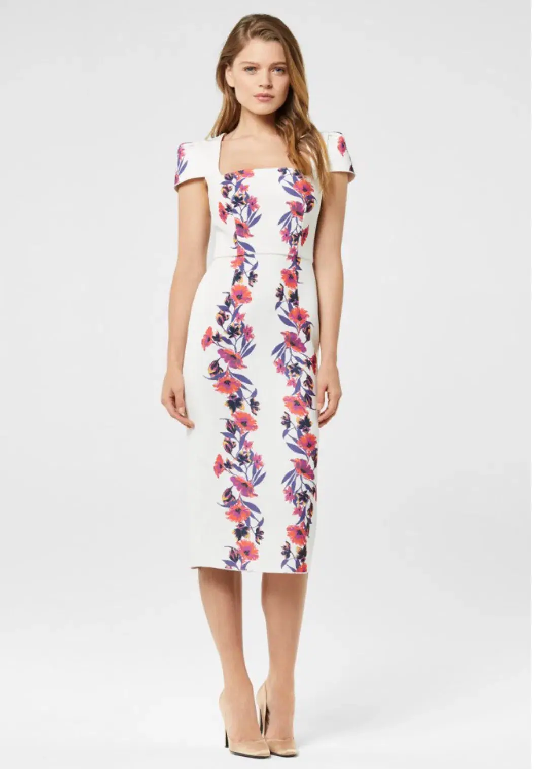Yeojin Bae Double Crepe Floral Vine Therese Midi Dress White Size 8  - Image 1