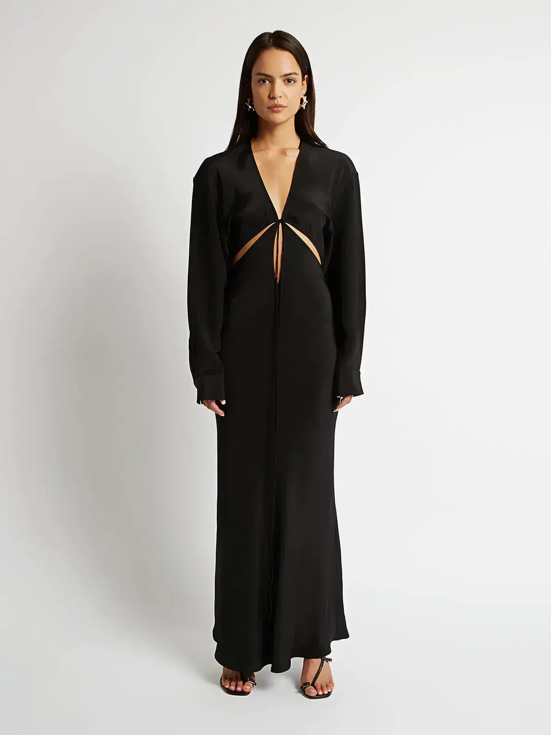 Christopher Esber Triquetra Front Tie Shirt Dress Black Size 10 for rent on The Volte - main image