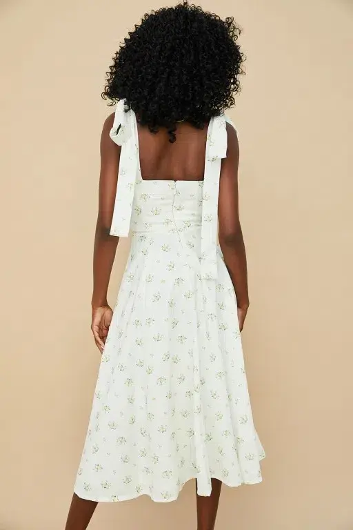House of CB Alicia Ivory Midi Sundress White Floral Size XS / Au 6 - Image 3
