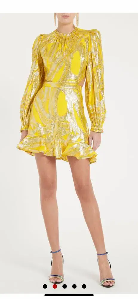 Rebecca Vallance Navarro Long Sleeve Mini Dress Yellow Size 12  - Image 2