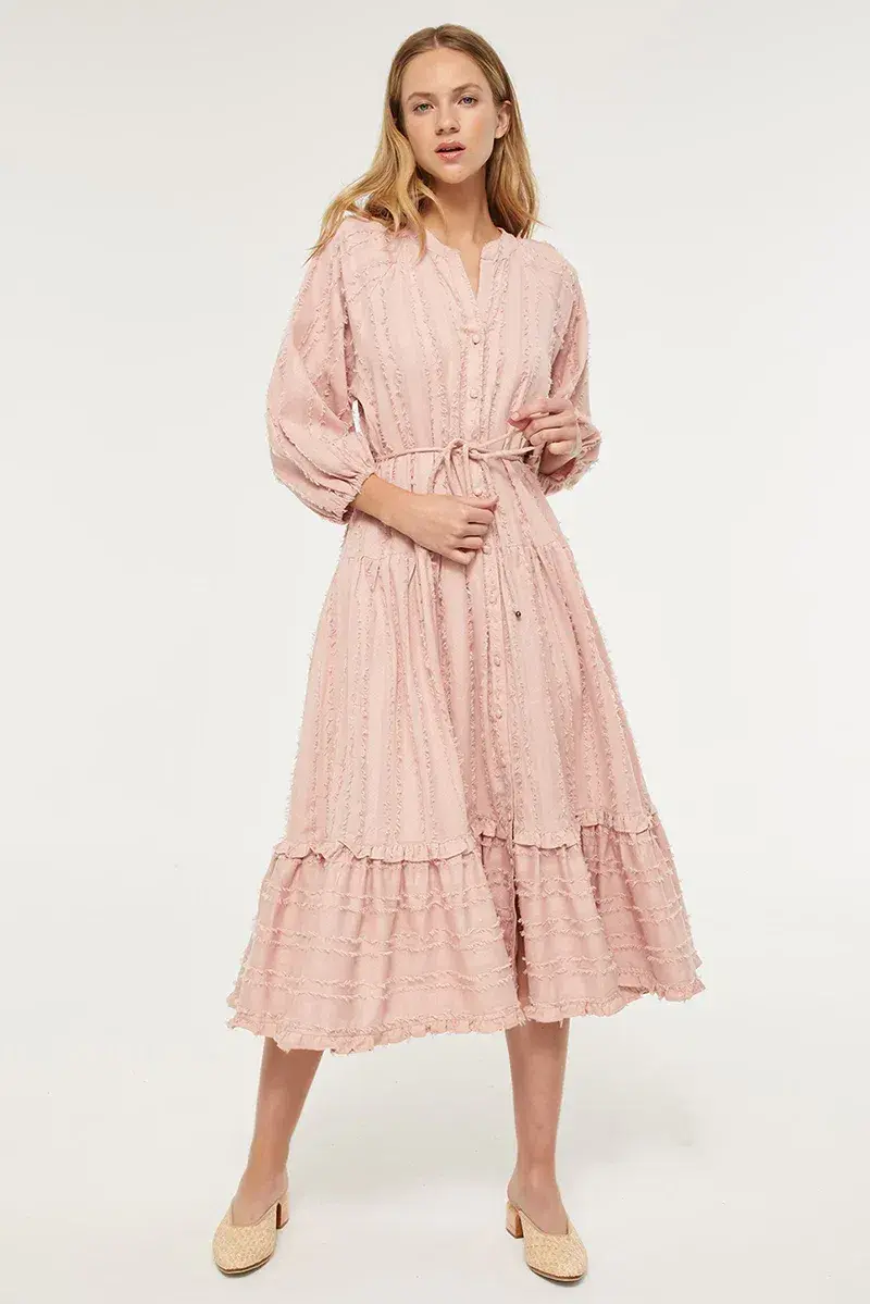 Tigerlily Okimi Charley Midi Boho Dress Whisper Pink Size 10 - Image 1