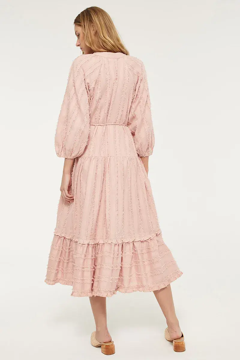 Tigerlily Okimi Charley Midi Boho Dress Whisper Pink Size 10 - Image 3