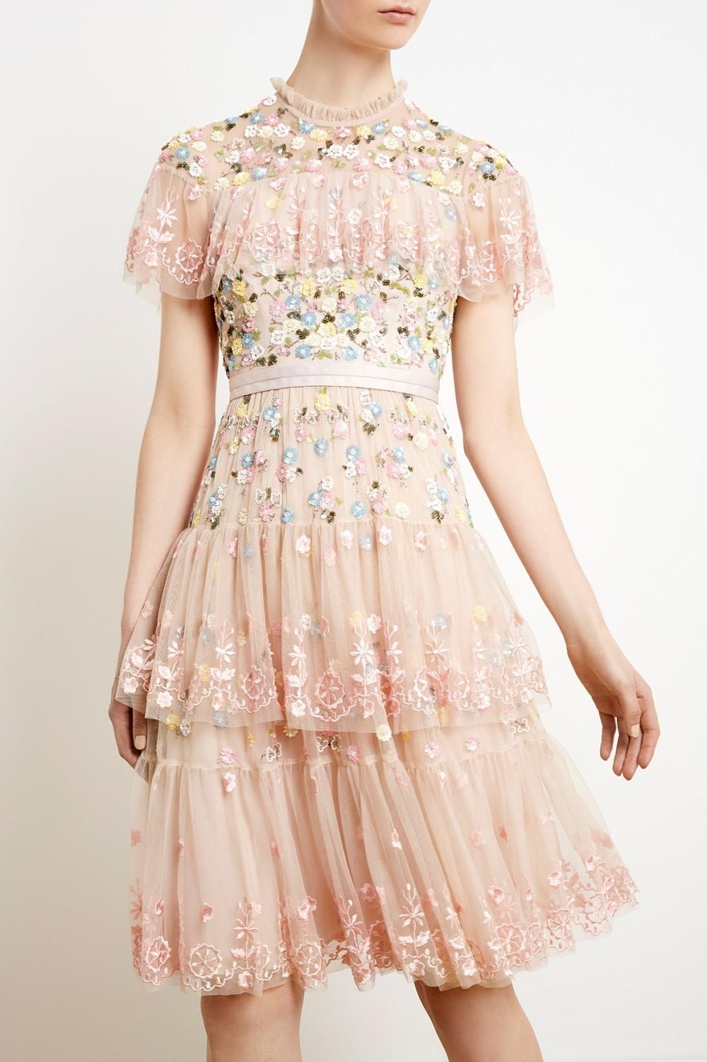 Needle and Thread Pink Tiered Anglais Dress size 8 for rent on The Volte - main image