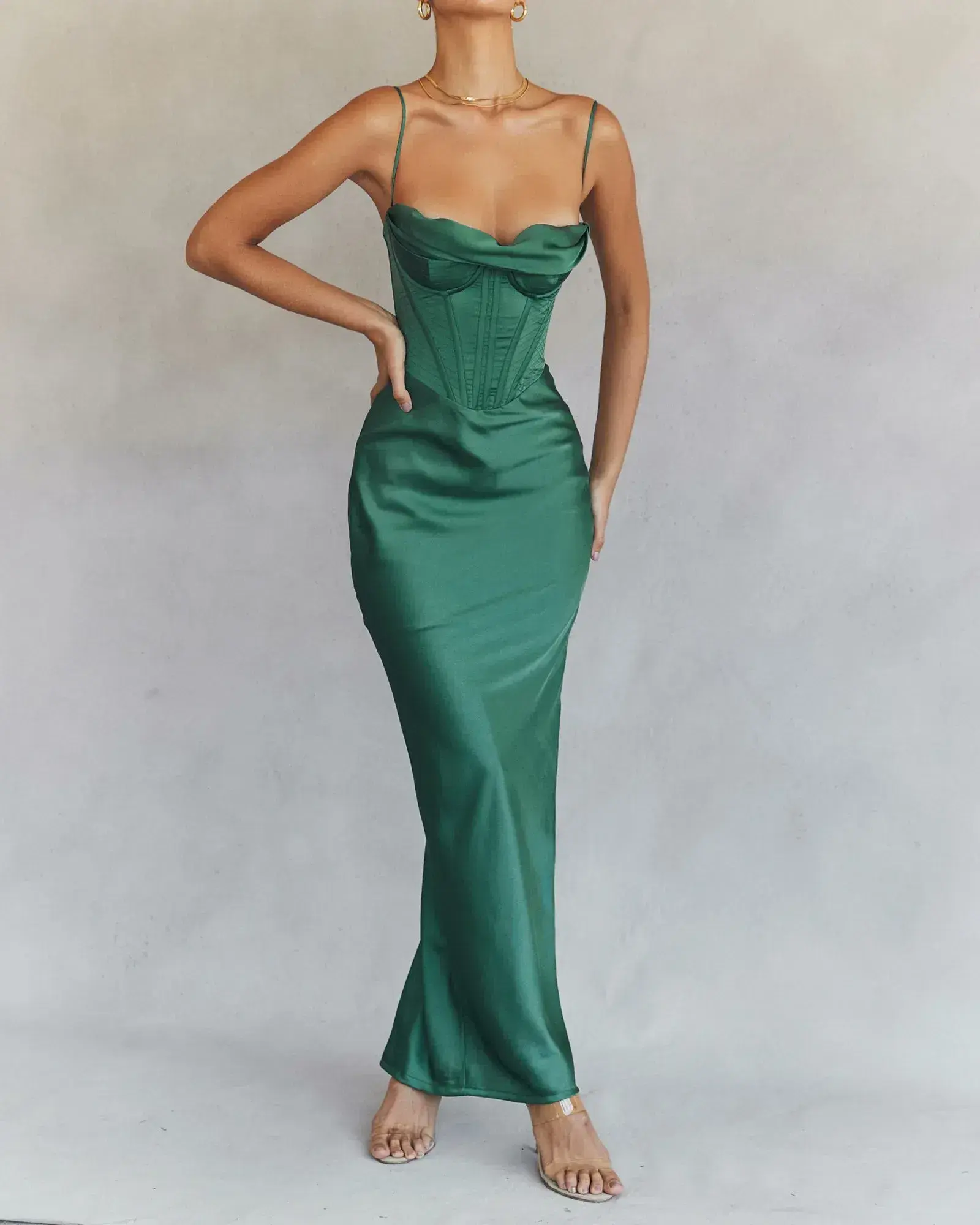 House of CB Charmaine Corset Maxi Dress Forest Green Size S / Au 8 - Image 1