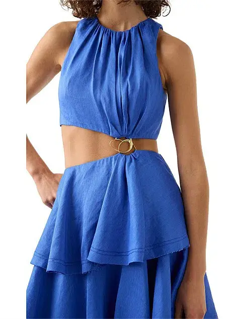 Aje Wave Cut Out Ring Midi Dress Blue Size 8 / S - Image 4