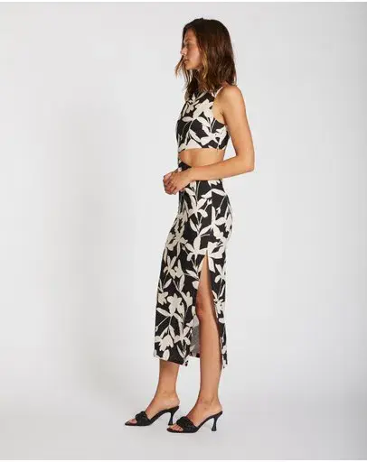 Lover Margot Linen Midi Dress Floral Size 10 - Image 3