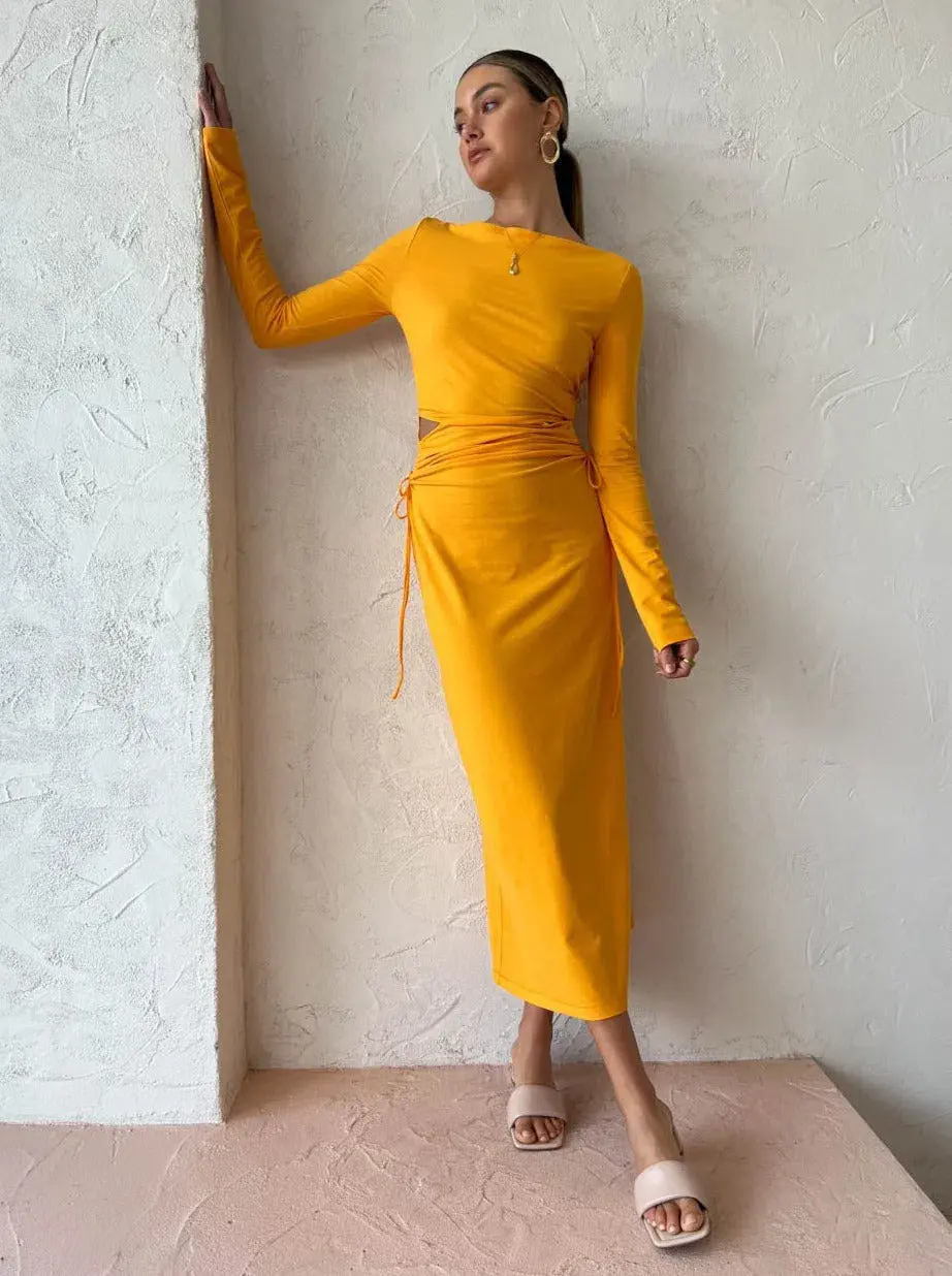 Camilla and Marc Alexandre Midi Dress in Marigold Yellow Size 10 - Image 6