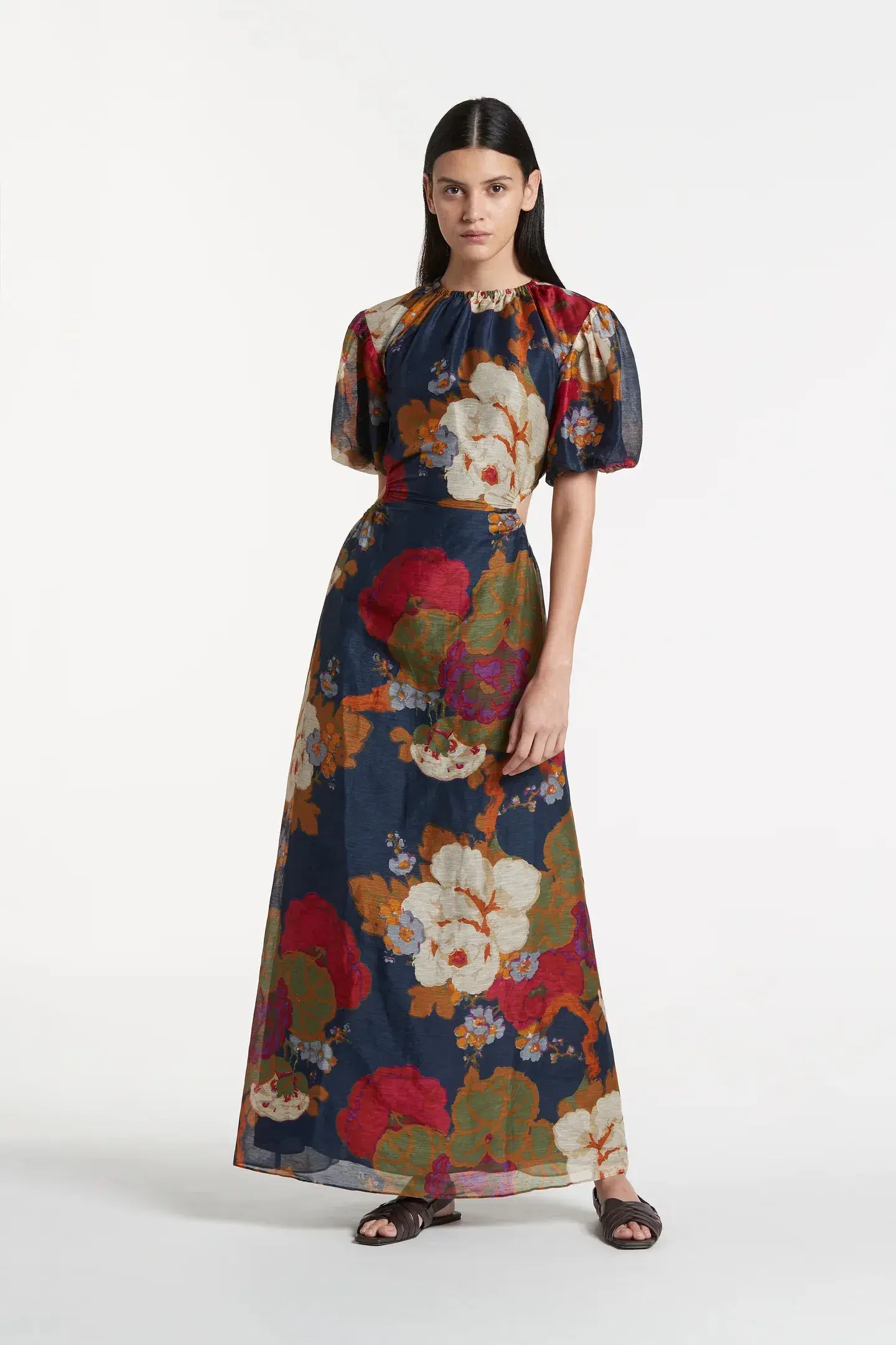 Sir the Label Bonita Puff Sleeve Gown Floral Navy Size AU 6 - Image 1