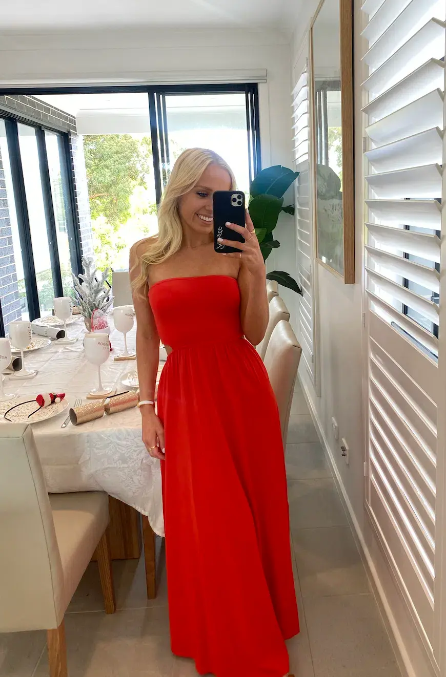 Bec & Bridge Miranda Knit Dress Fire Orange Size 8  for rent on The Volte - main image