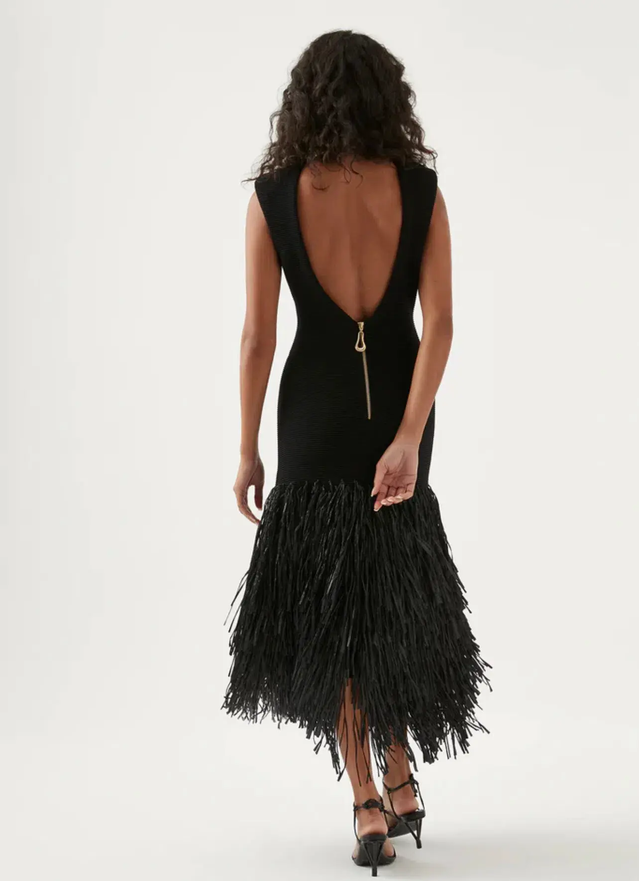 Aje Rushes Raffia Knit Midi Dress Black Size 10  - Image 3