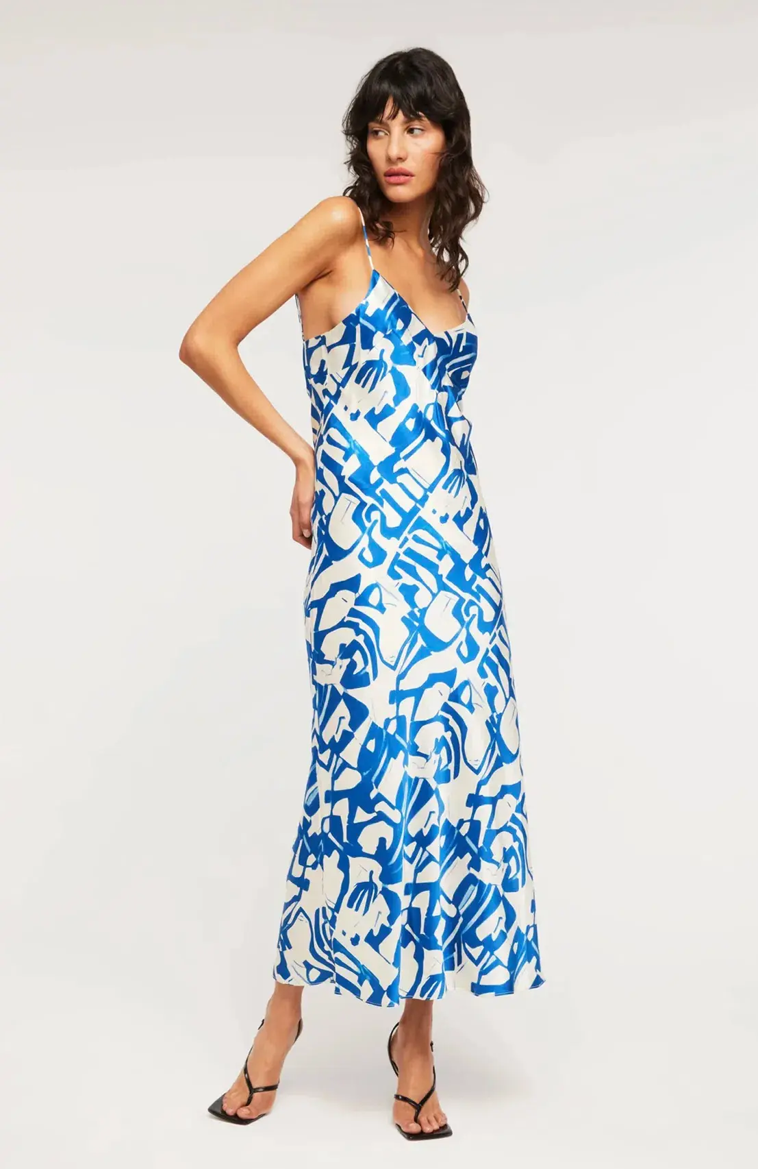 Ginia Fresco Dress Blue Multi Size 8 - Image 2