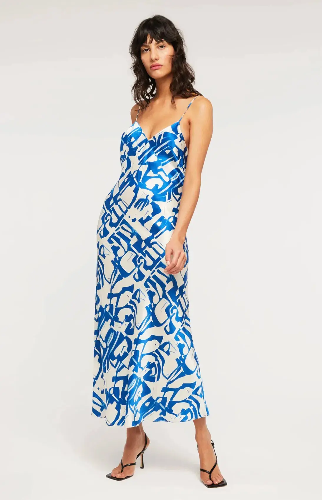 Ginia Fresco Dress Blue Multi Size 8 - Image 4