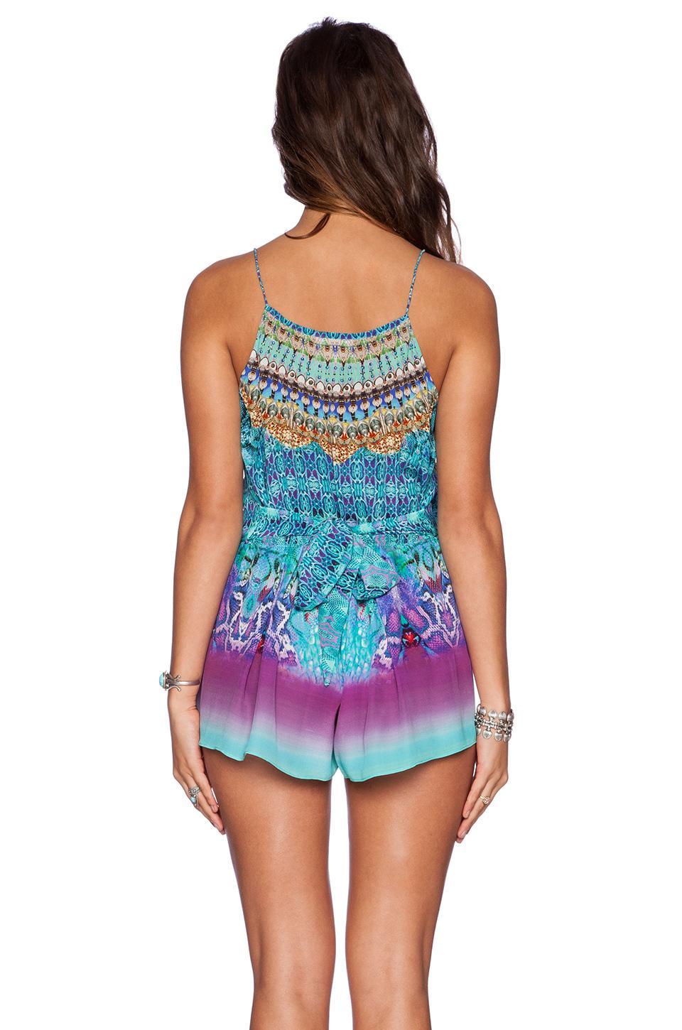 Camilla Shoestring strap playsuit Blue & Purple Sz 8 - Image 2