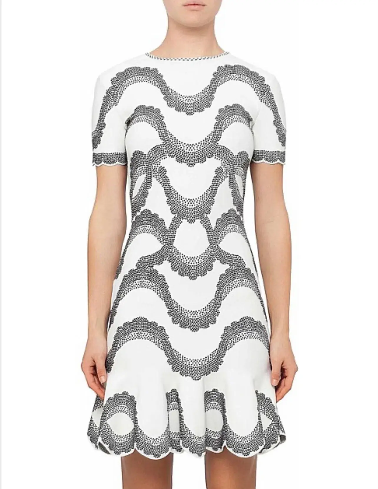 Alexander McQueen Knit Jacquard Short Sleeve Bodycon Dress S / AU 10 - Image 1