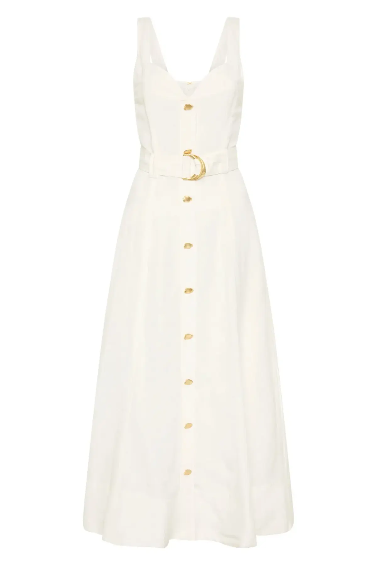 Aje Clay Belted Midi Dress Ivory White Size AU 10 - Image 4