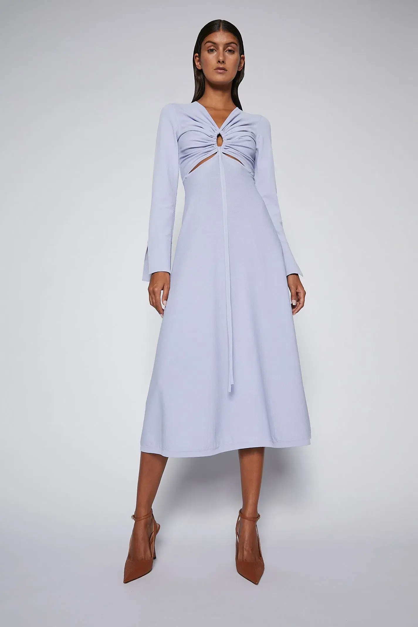 Scanlan Theodore Crepe Knit Keyhole Dress in Lilac Size S/AU 8 - Image 1