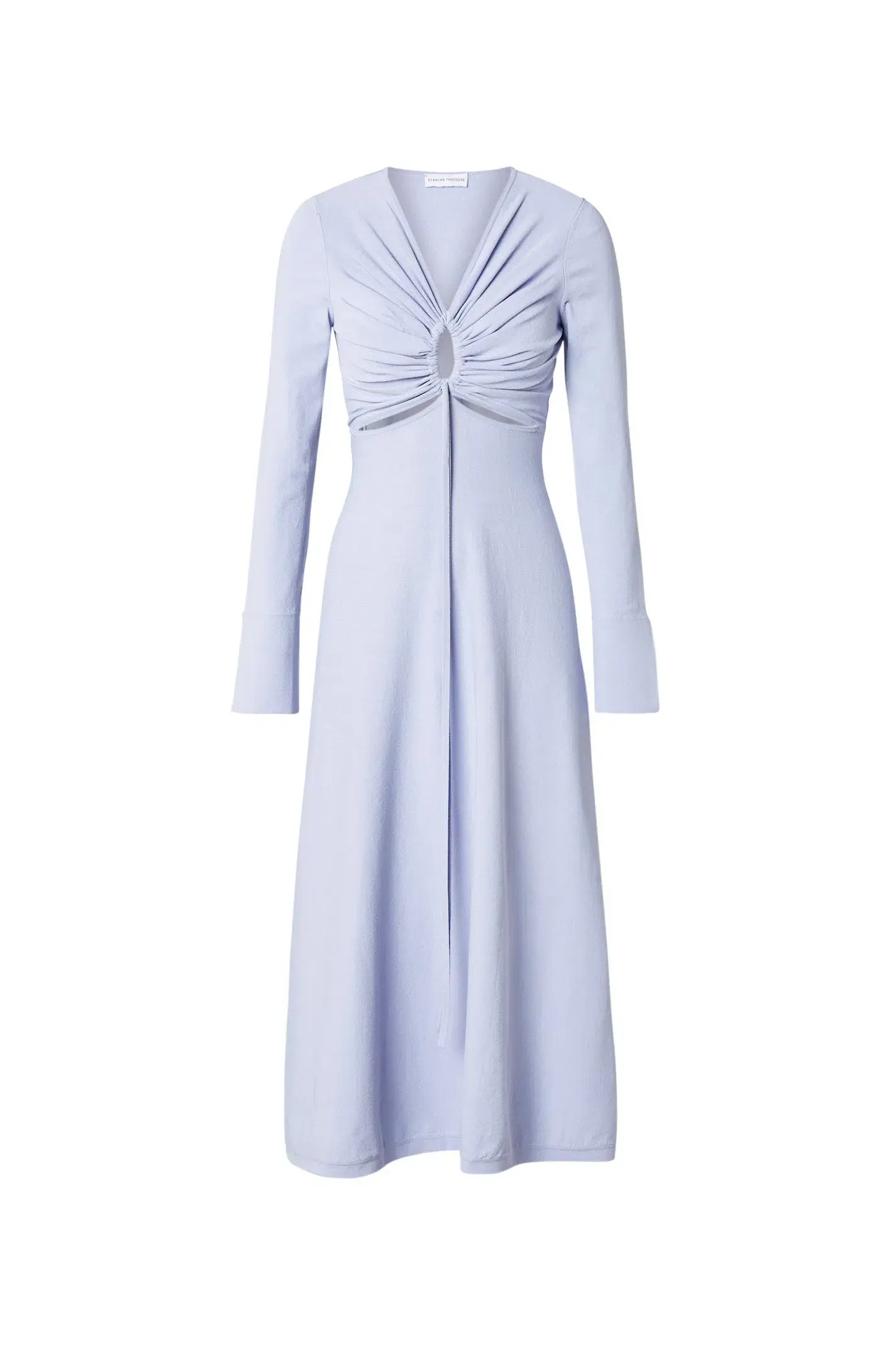 Scanlan Theodore Crepe Knit Keyhole Dress in Lilac Size S/AU 8 - Image 3