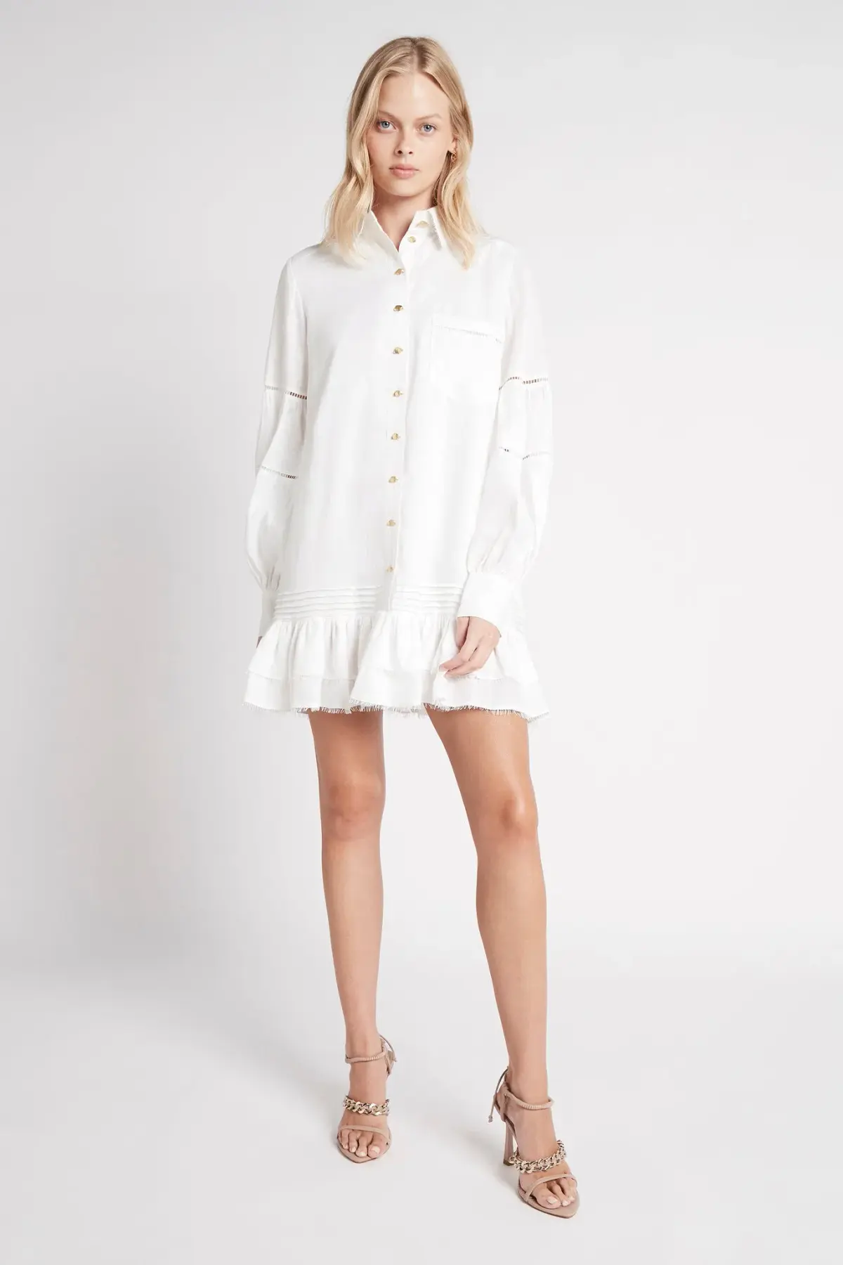 Aje Lotus Shrit Mini Dress White Size 4 - Image 1