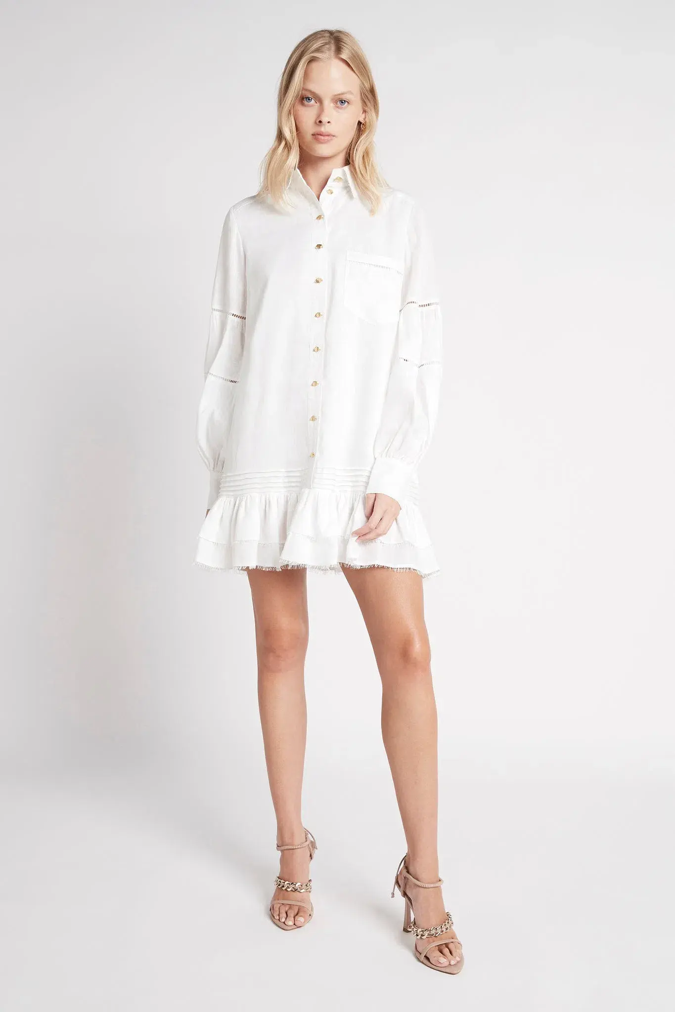 Aje Lotus Shrit Mini Dress White Size 4 - Image 1