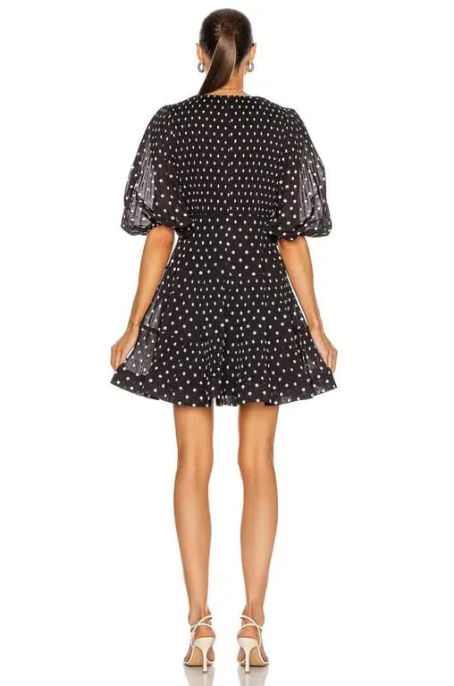 Zimmermann Pleated Long Sleeve Mini Dress Print Size 1/AU 10 - Image 2