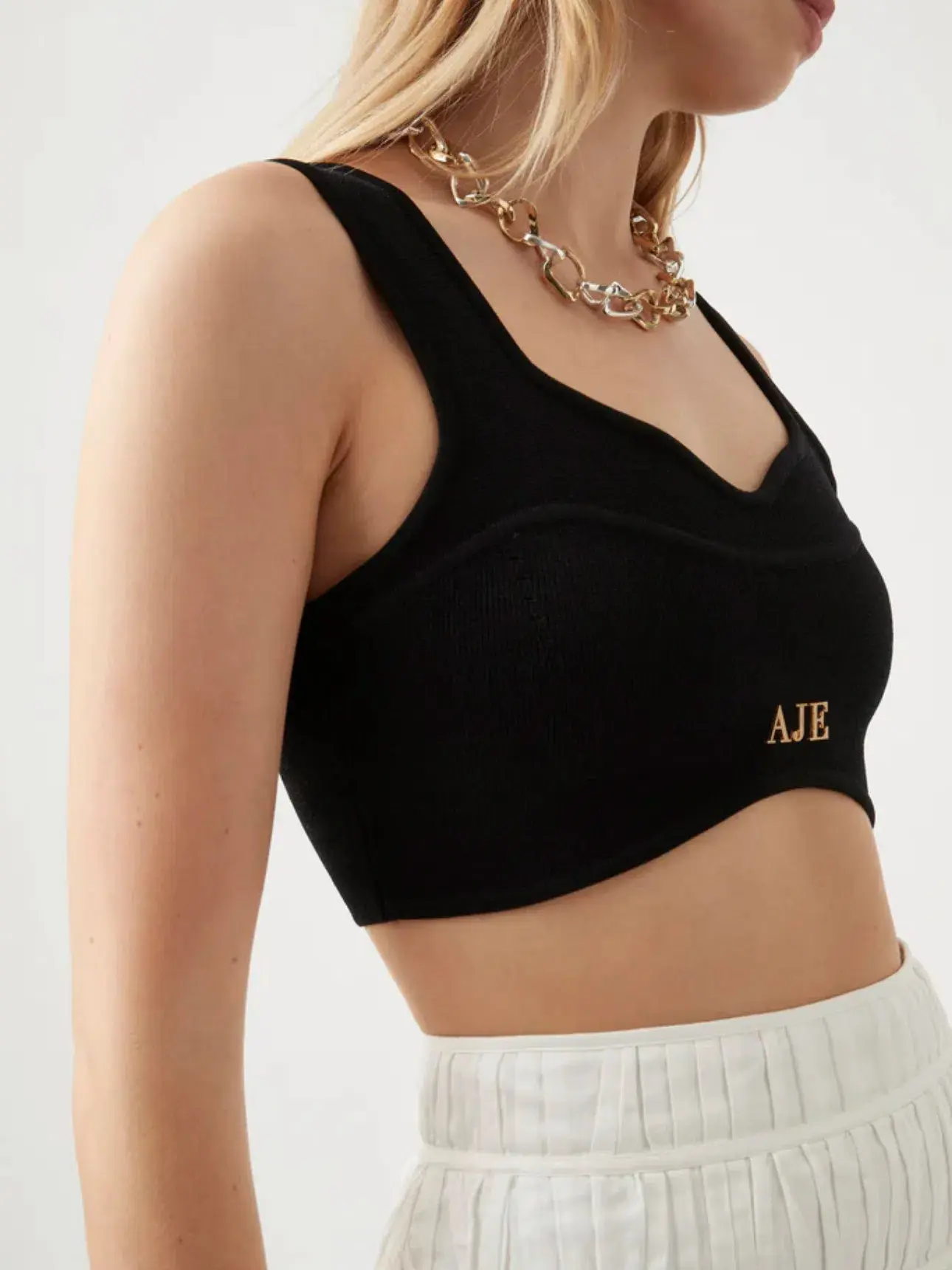 Aje Parfum Corset Crop Knit Top Black Size 8 - Image 4