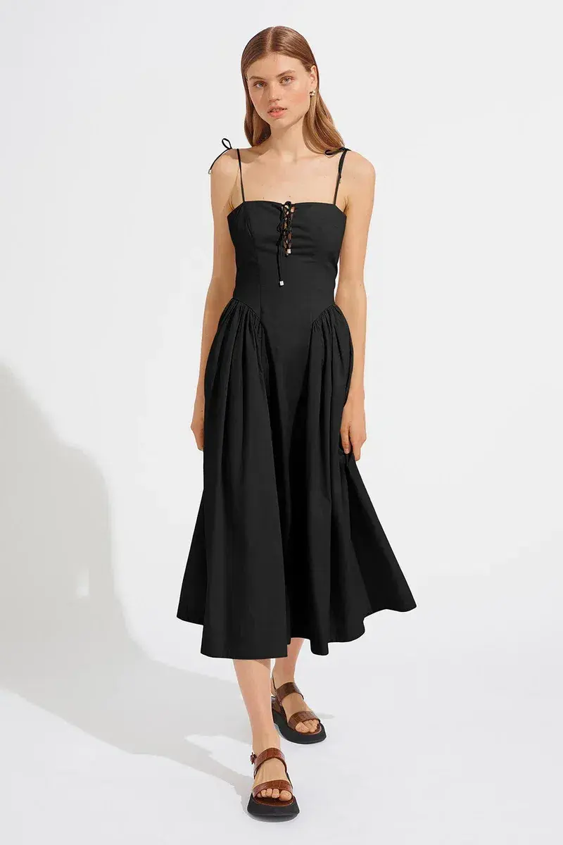 Steele the Label Midi Black Kate Dress in Black Ink Size 8 - Image 2