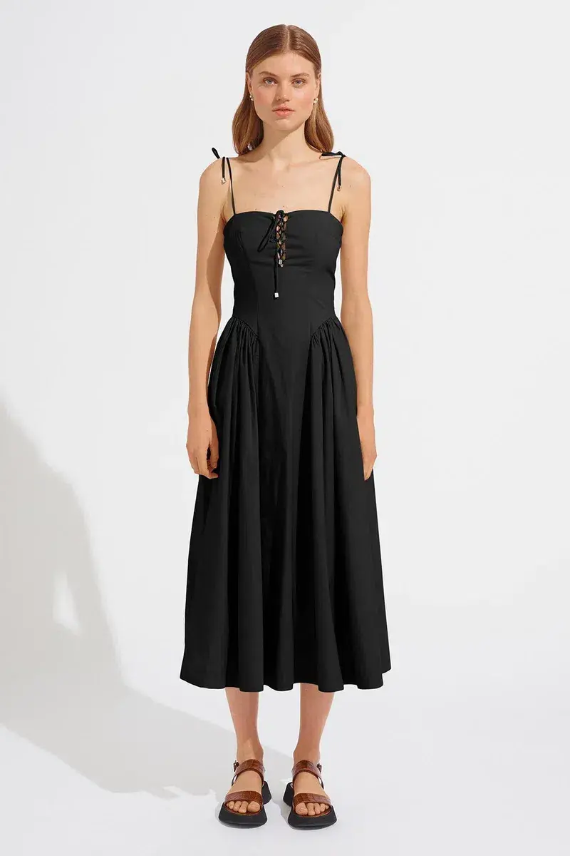 Steele the Label Midi Black Kate Dress in Black Ink Size 8 - Image 1