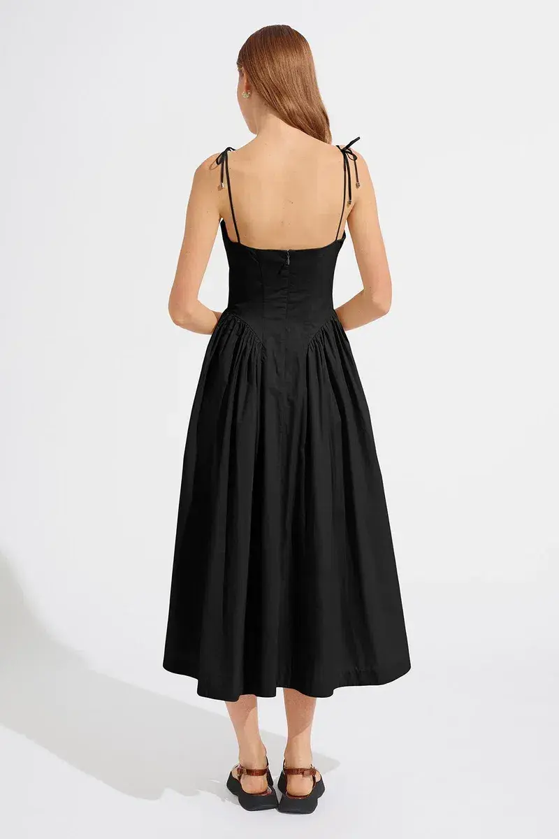 Steele the Label Midi Black Kate Dress in Black Ink Size 8 for rent on The Volte - main image