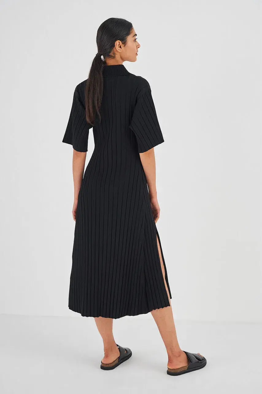 Oroton Knit Polo Dress Black Size XS/AU 8 - Image 3
