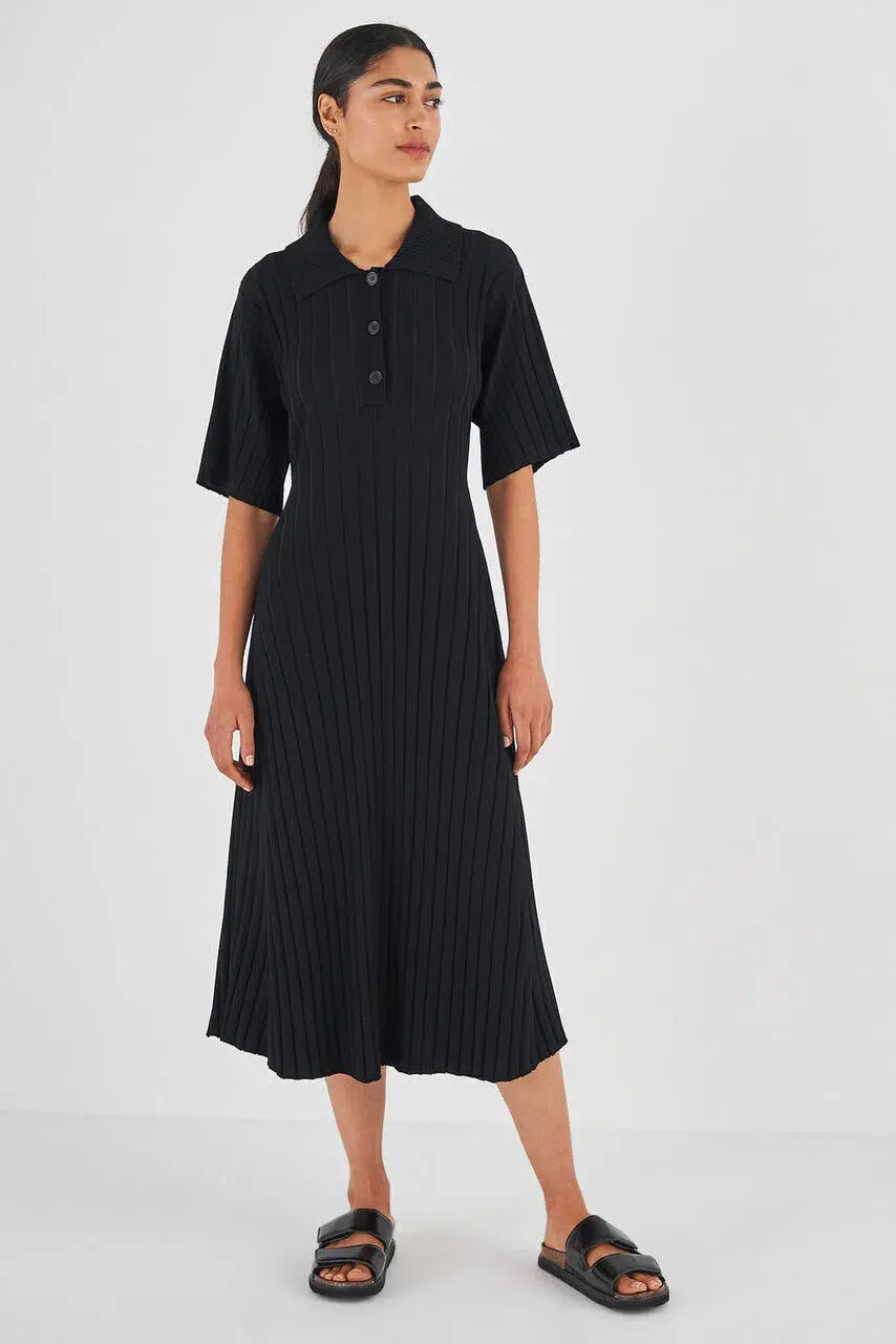 Oroton Knit Polo Dress Black Size XS/AU 8 for rent on The Volte - main image