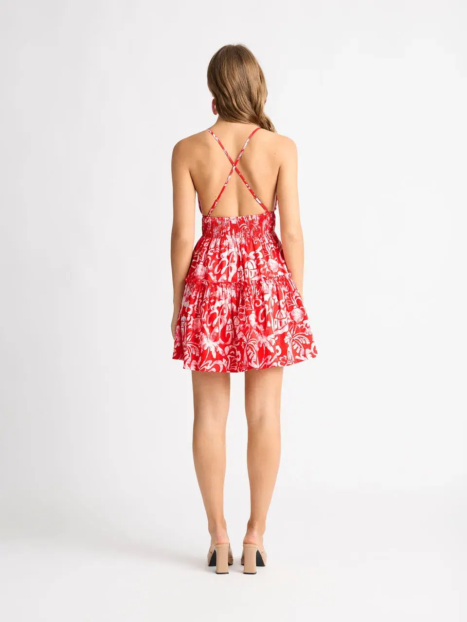 Sheike Santorini Mini Dress Red Floral Size 8 for rent on The Volte - main image