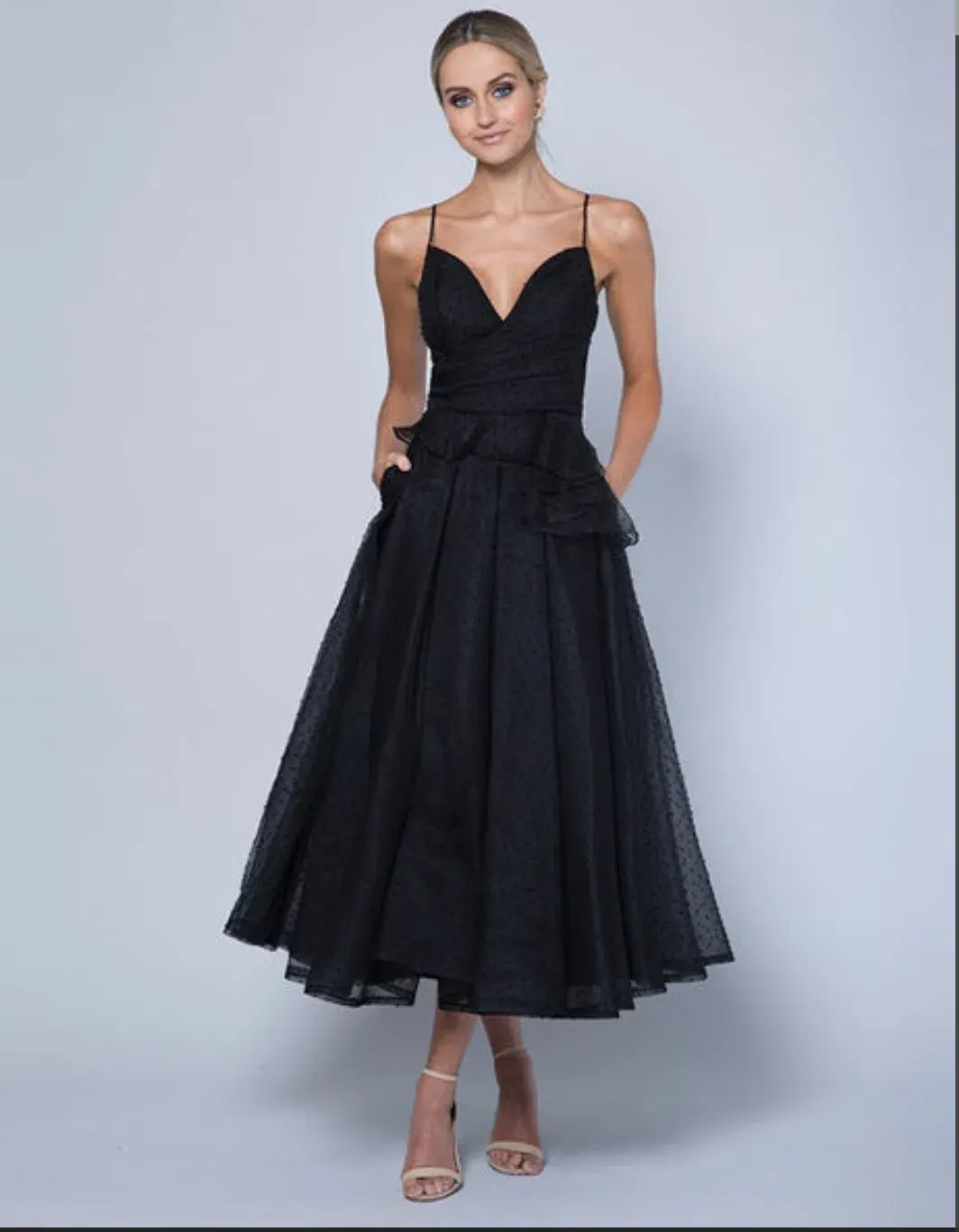 Bariano Belle tea length Midi Dress Black Size AU 12 - Image 1