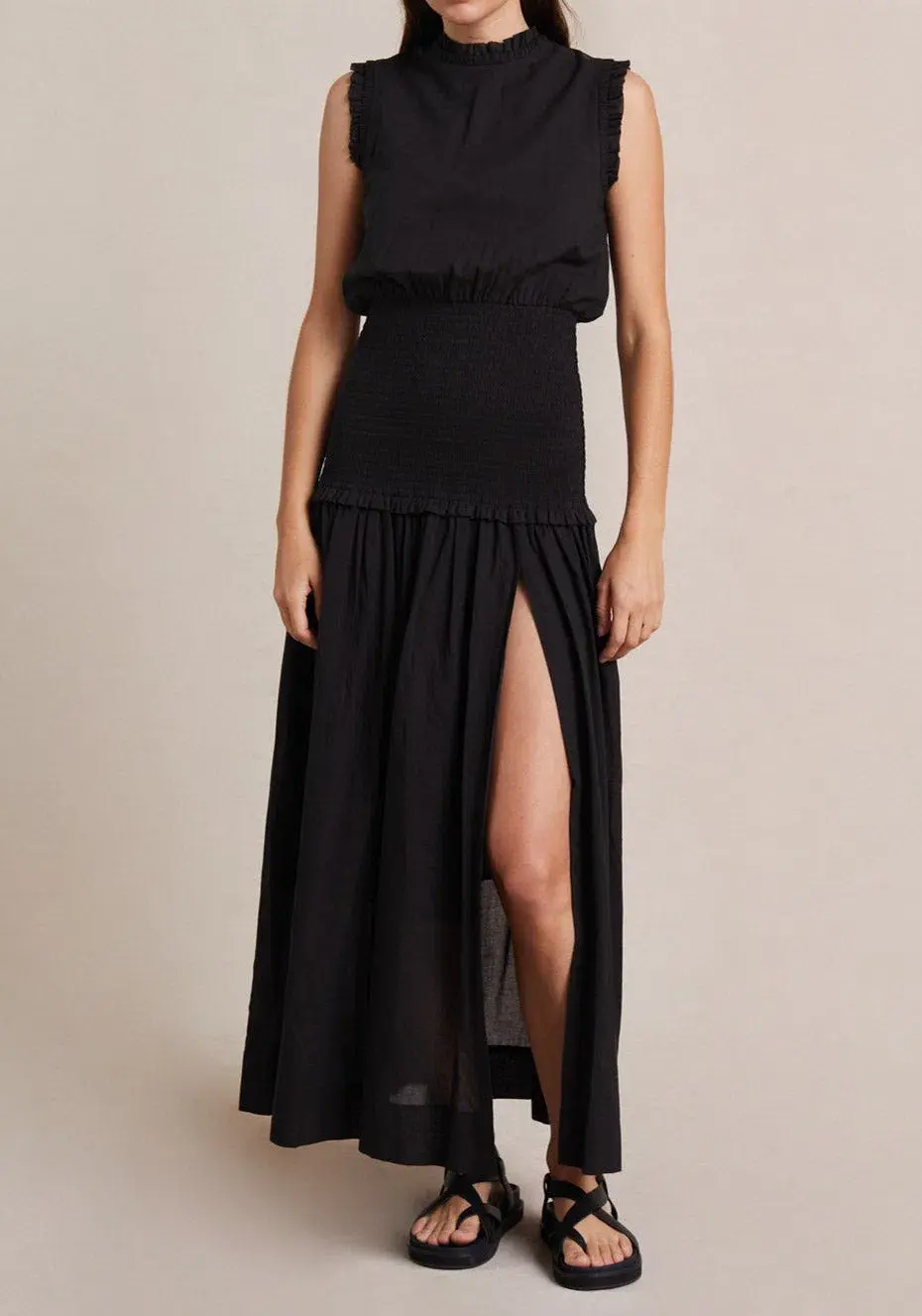 Bec & Bridge Felice Shirred Maxi Dress Black Size 8 / S - Image 1